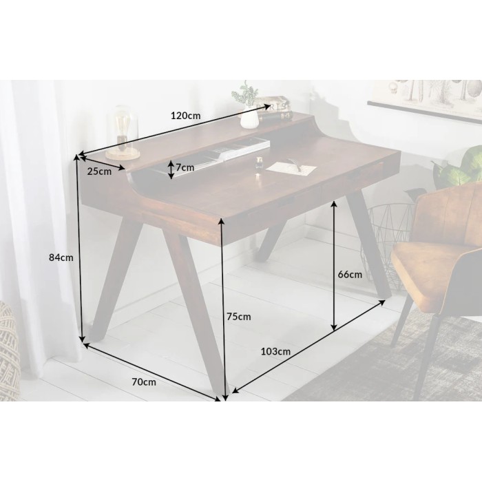 Bureau SKAGEN 120cm en acacia dimensions