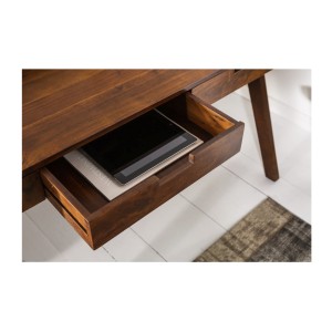 Zoom sur le tiroir ouvert du bureau SKAGEN 120cm en acacia