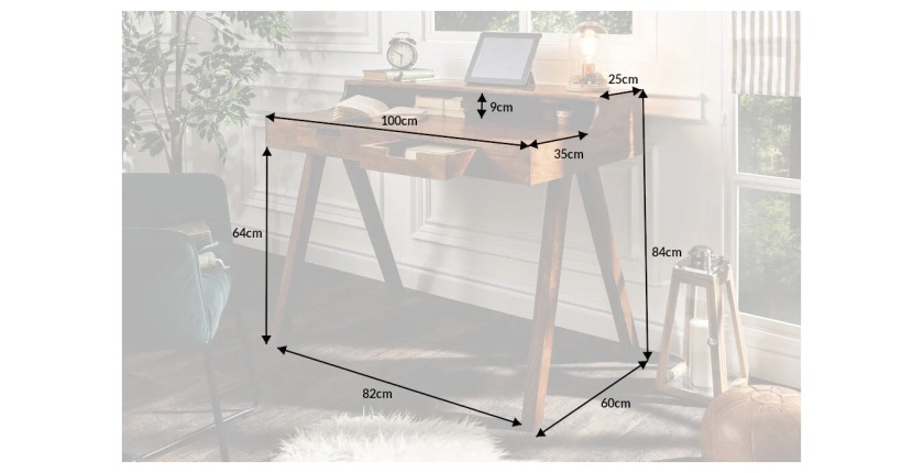 Bureau SKAGEN 100cm en acacia dimensions