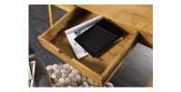 Zoom sur l'un des tiroirs ouvert du bureau SKAGEN 120cm en manguier