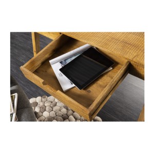 Zoom sur l'un des tiroirs ouvert du bureau SKAGEN 120cm en manguier