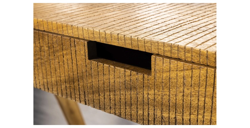 Zoom sur l'une des poignées du bureau SKAGEN 120cm en manguier
