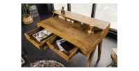 Bureau SKAGEN 120cm en manguier vu de haut avec tiroirs ouverts