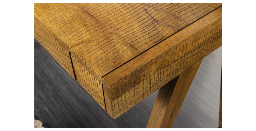 Zoom sur le coin du bureau SKAGEN 120cm en manguier