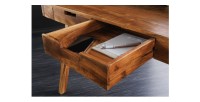 Zoom sur le tiroir ouvert du bureau SKAGEN 100cm en acacia clair