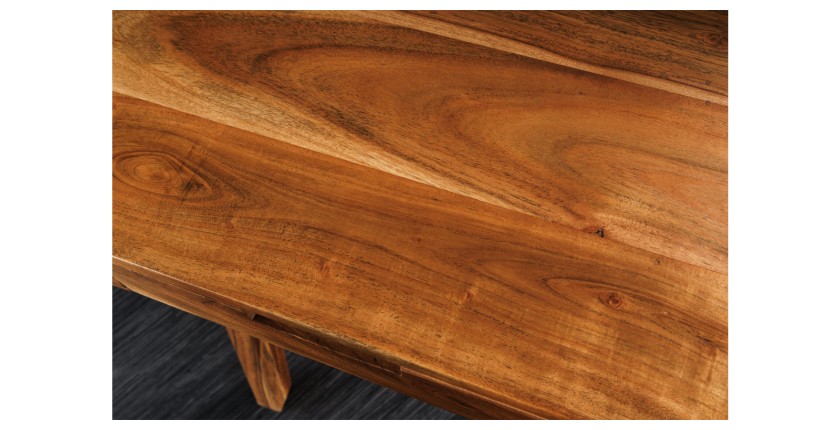 Zoom sur le plateau du bureau SKAGEN 100cm en acacia clair