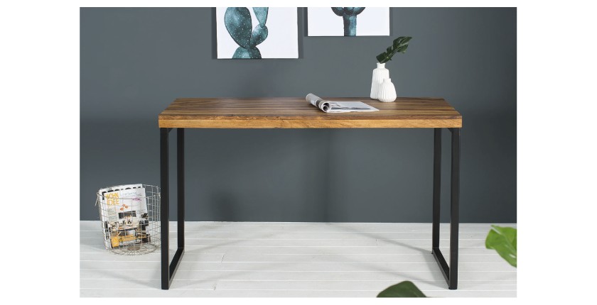 Bureau VORTEX 118cm en bois de sheesham vu de face