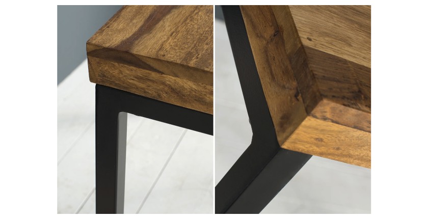 Zoom sur les détails du bureau VORTEX 118cm en bois de sheesham