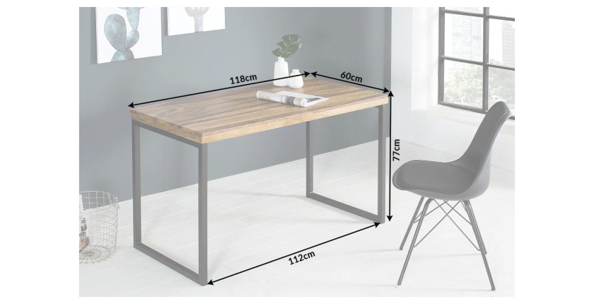 Bureau VORTEX 118cm en bois de sheesham dimensions