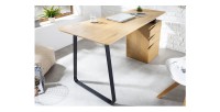 Bureau LUNISSIA 160cm effet bois clair vu de côté