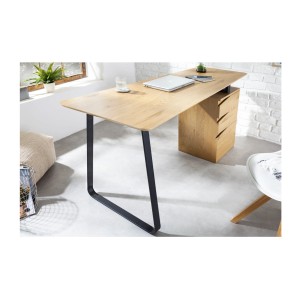 Bureau LUNISSIA 160cm effet bois clair vu de côté