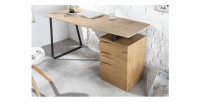 Bureau LUNISSIA 160cm effet bois clair mis en situation