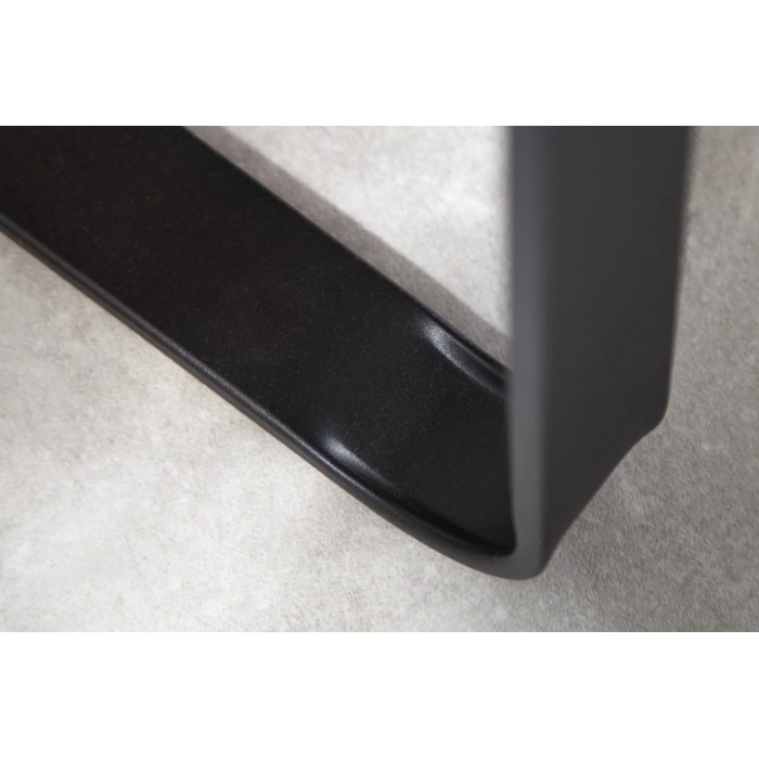 Recht bureau LUNISSIA 160 cm licht houteffect met 3-ladige kast en zwart metalen poot - Design