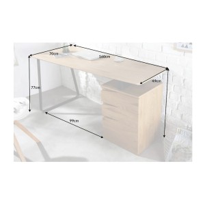 Bureau LUNISSIA 160cm effet bois clair dimensions
