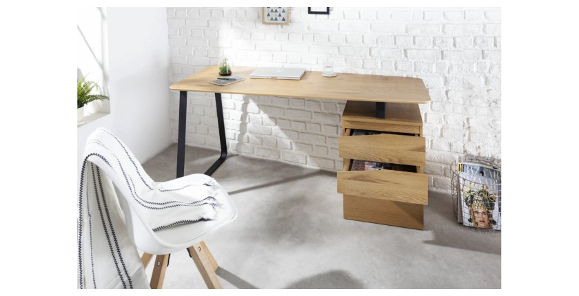 Bureau LUNISSIA 160cm effet bois clair vu de face