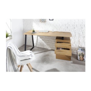Bureau LUNISSIA 160cm effet bois clair vu de face
