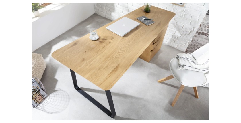 Bureau LUNISSIA 160cm effet bois clair vu de haut
