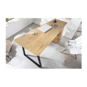 Bureau LUNISSIA 160cm effet bois clair vu de haut
