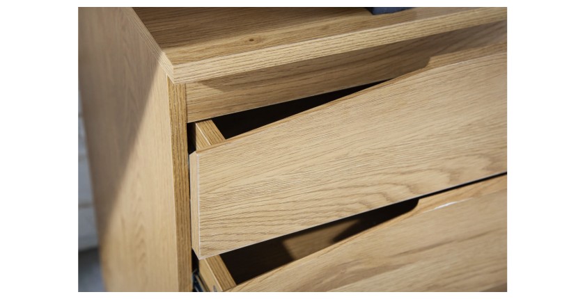 Zoom sur les tiroirs du bureau LUNISSIA 160cm effet bois clair