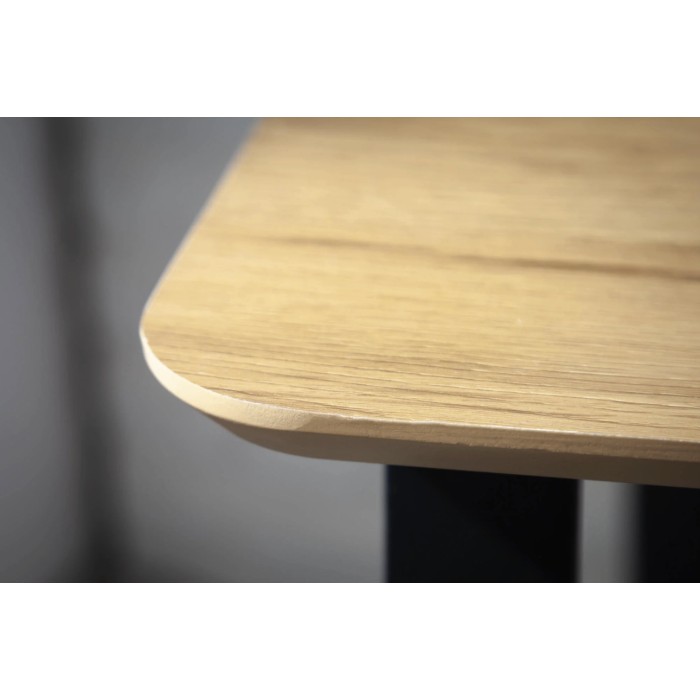 Recht bureau LUNISSIA 160 cm licht houteffect met 3-ladige kast en zwart metalen poot - Design
