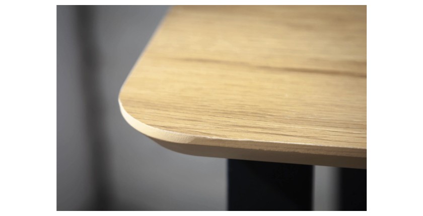 Zoom sur le coin du bureau LUNISSIA 160cm effet bois clair