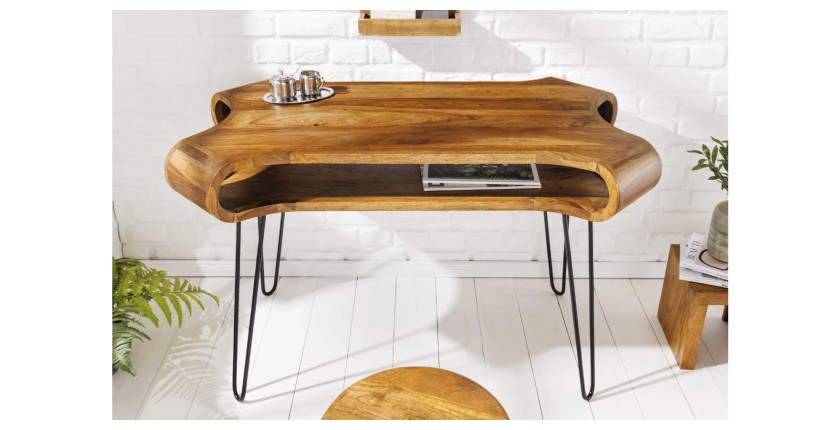 Bureau NERA 120cm en sheesham vu de face