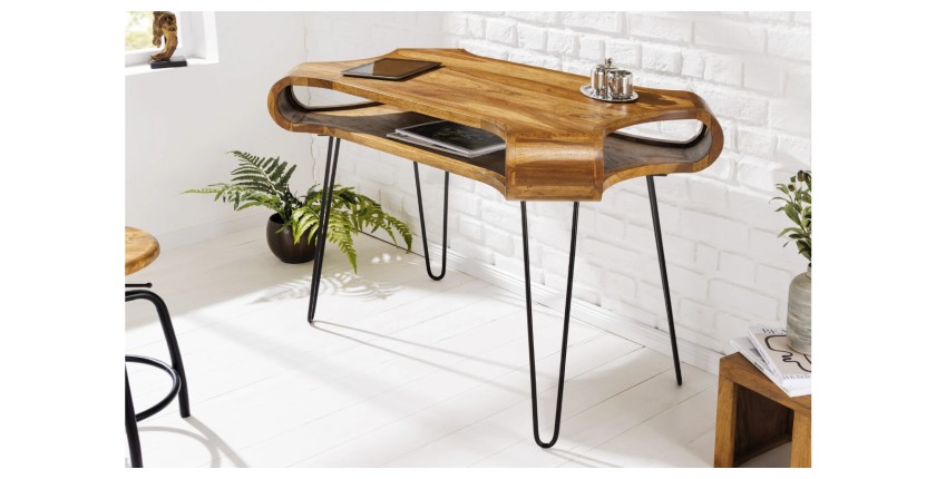 Bureau NERA 120cm en sheesham  mis en situation