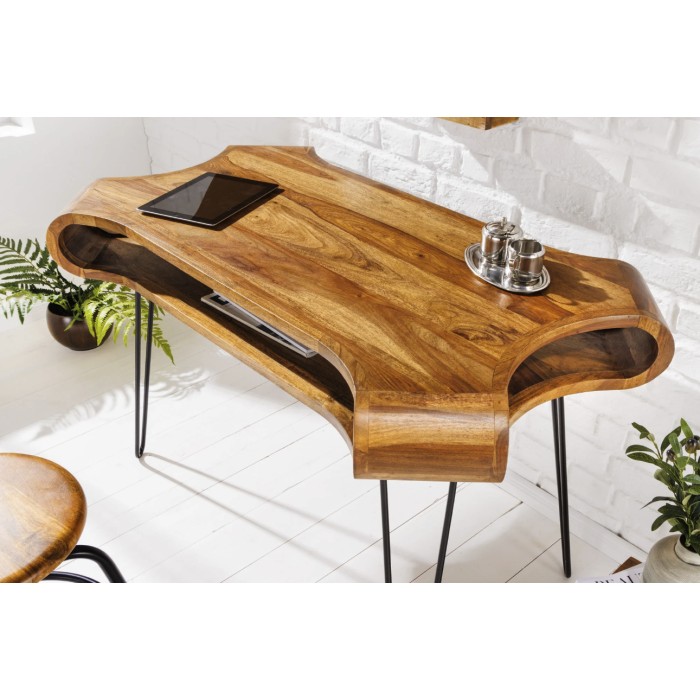 Bureau NERA 120cm en sheesham vu de haut