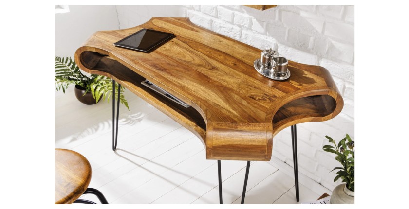 Bureau NERA 120cm en sheesham vu de haut
