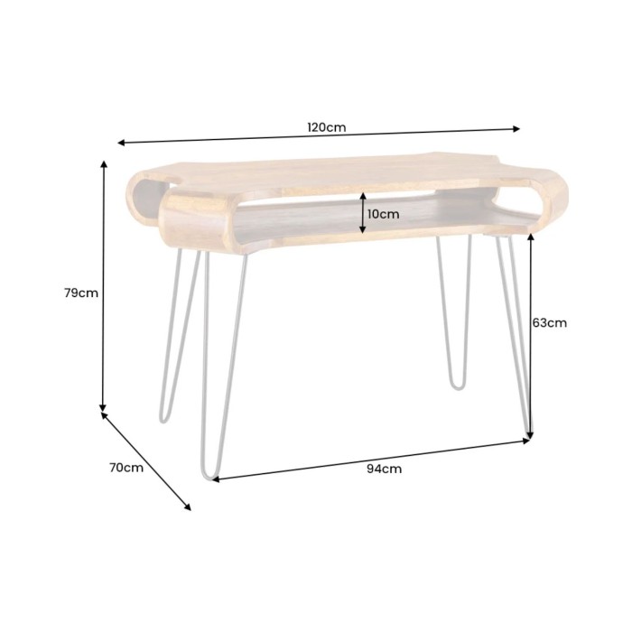 Bureau NERA 120cm en sheesham dimensions