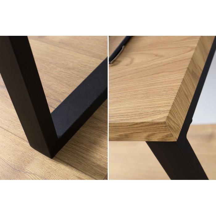 Büro Schreibtisch ZENTOR 128 cm in heller Holzoptik mit U-förmigen schwarzen Metallbeinen – Industriestil