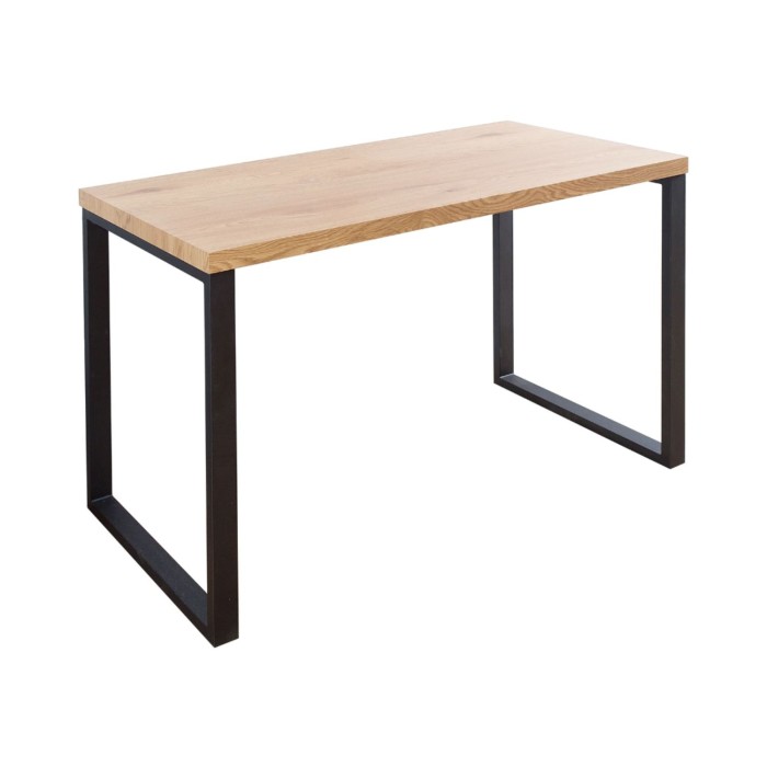 Büro Schreibtisch ZENTOR 128 cm in heller Holzoptik mit U-förmigen schwarzen Metallbeinen – Industriestil