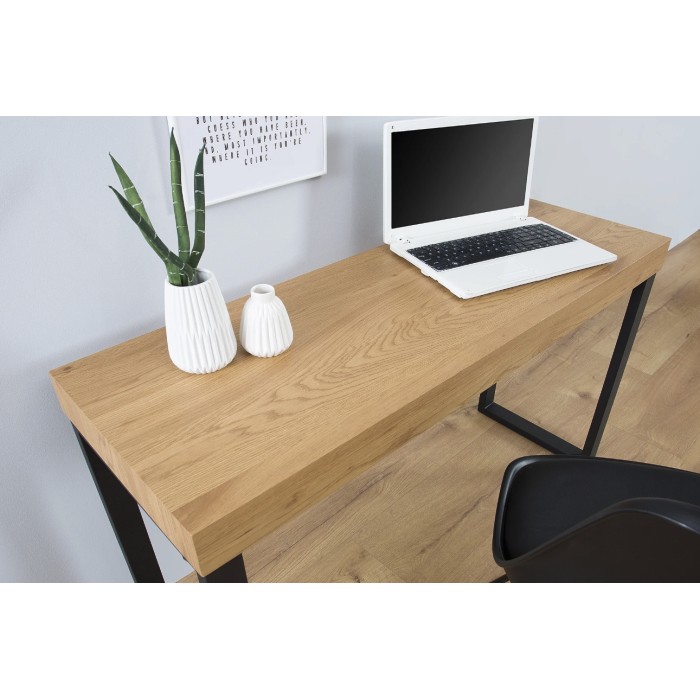 Bureau ZENTOR 120cm effet bois clair plateau épais vu rapproché