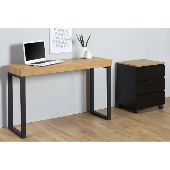 Bureau ZENTOR 120cm effet bois clair plateau épais vu de côté