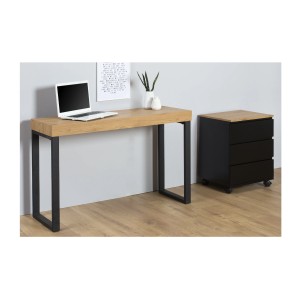 Bureau ZENTOR 120cm effet bois clair plateau épais vu de côté