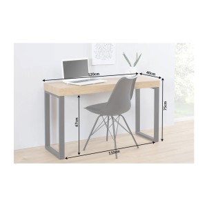 Bureau ZENTOR 120cm effet bois clair plateau épais dimensions