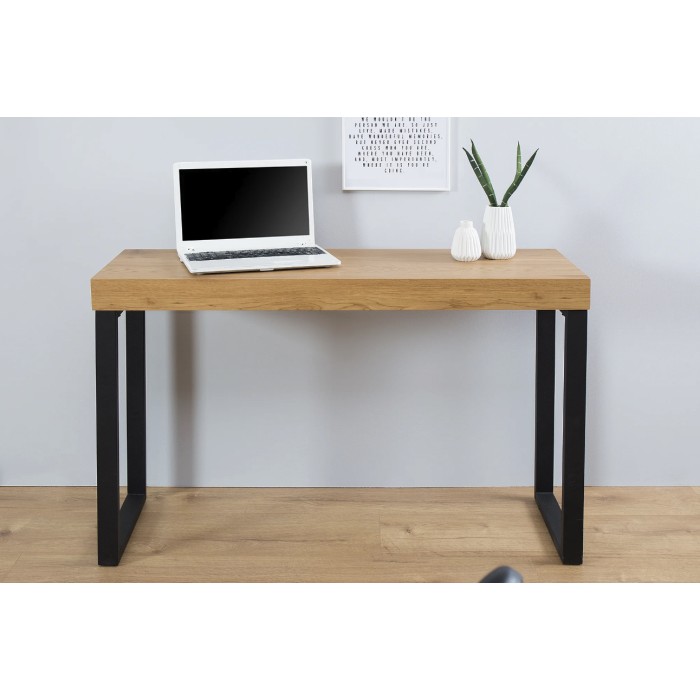 Bureau ZENTOR 120cm effet bois clair plateau épais vu de face