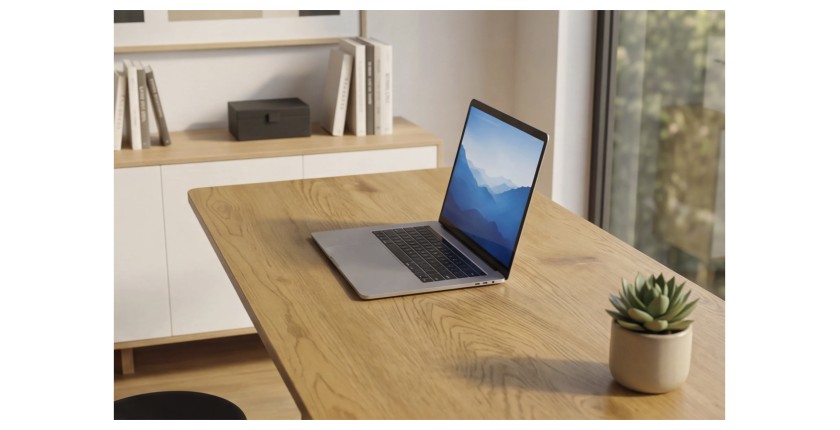 Zoom sur le plateau du bureau ZENTOR 120cm réglable en hauteur