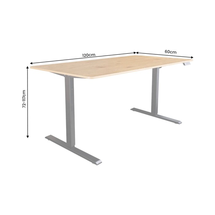 Bureau ZENTOR 120cm réglable en hauteur dimensions