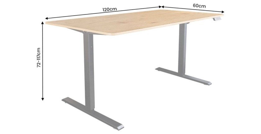 Bureau ZENTOR 120cm réglable en hauteur dimensions