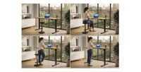Zoom sur l'utilisation du bureau ZENTOR 140cm en chêne, réglable en hauteur