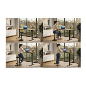 Zoom sur l'utilisation du bureau ZENTOR 140cm en chêne, réglable en hauteur