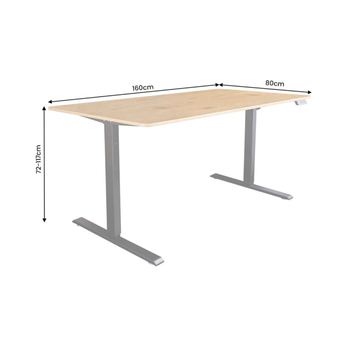 Bureau ZENTOR 160cm réglable en hauteur dimensions