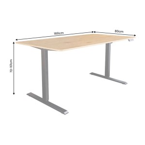 Bureau ZENTOR 160cm réglable en hauteur dimensions