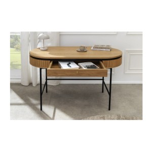Bureau SOREN 120cm vu de face avec tiroir ouvert