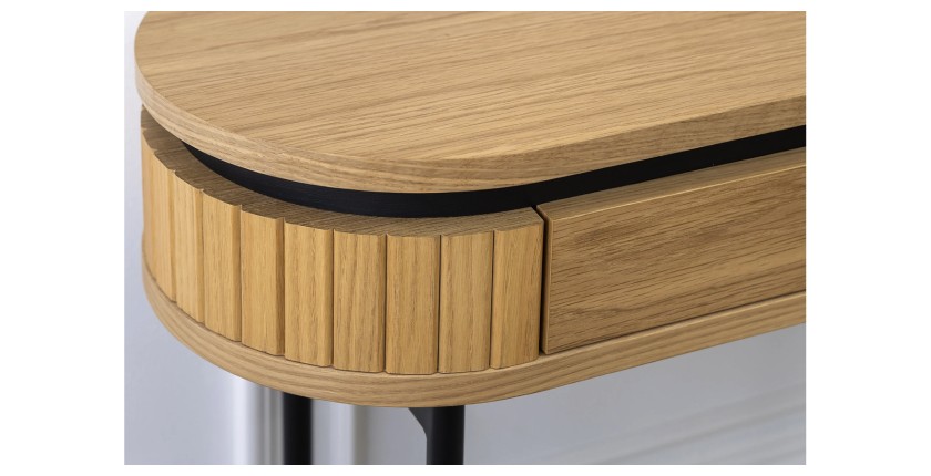 Bureau-Konsole SOREN 120 cm in heller Eichenoptik mit Schublade und schwarzen Metallbeinen – schicker Stil