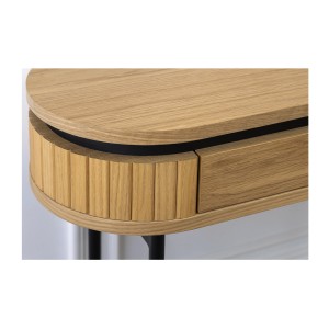 Scrivania console SOREN 120 cm effetto rovere chiaro con cassetto e gambe in metallo nero – Stile chic