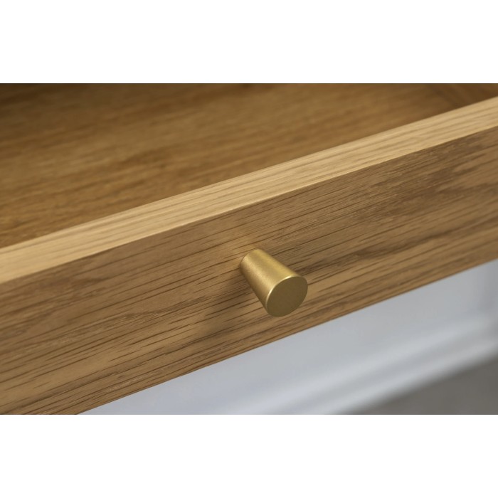 Scrivania console SOREN 120 cm effetto rovere chiaro con cassetto e gambe in metallo nero – Stile chic