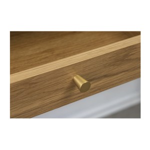 Scrivania console SOREN 120 cm effetto rovere chiaro con cassetto e gambe in metallo nero – Stile chic
