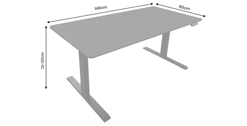 Bureau OFFIX 140cm réglable en hauteur dimensions
